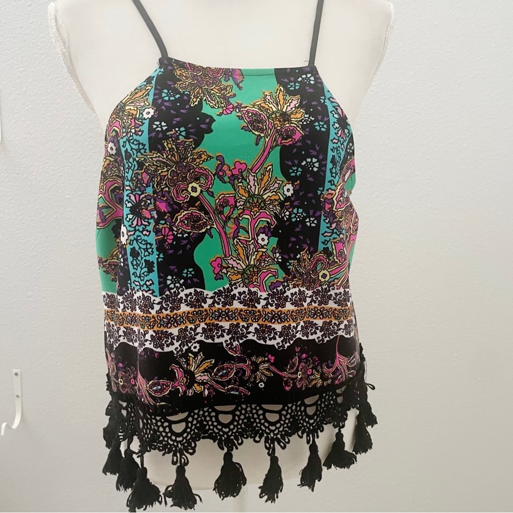 Gianni Bini colorful tank top with tassels size large